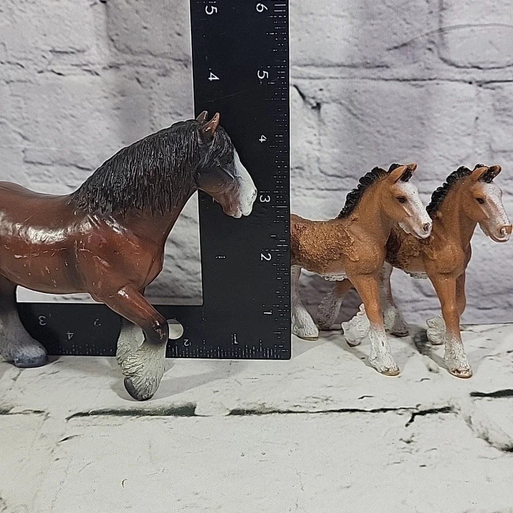 Schleich‎ Clydesdale Horses Figures Lot Realistic Gelding W/ Twin Foal Colts